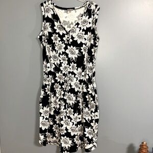 T by Talbots Sleeveless Floral Henley Midi  Dress Sz X